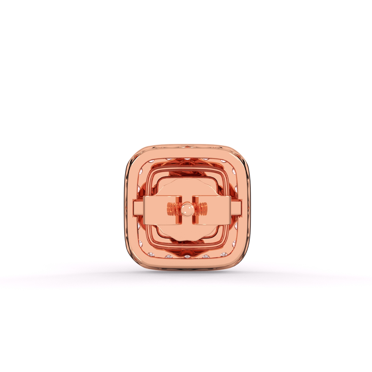 Classic Square Shaped Round Diamond Earrings